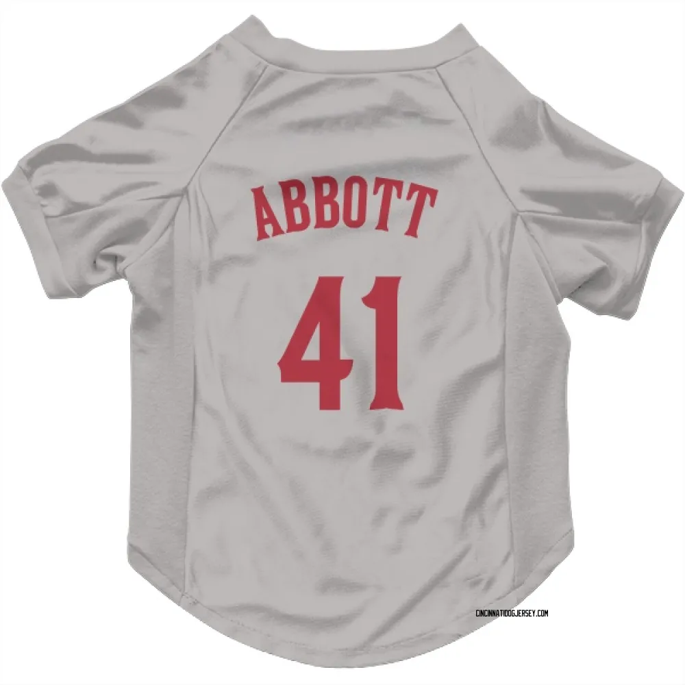 Cincinnati Reds Andrew Abbott Gray Pet Jersey for Dog & Cat
