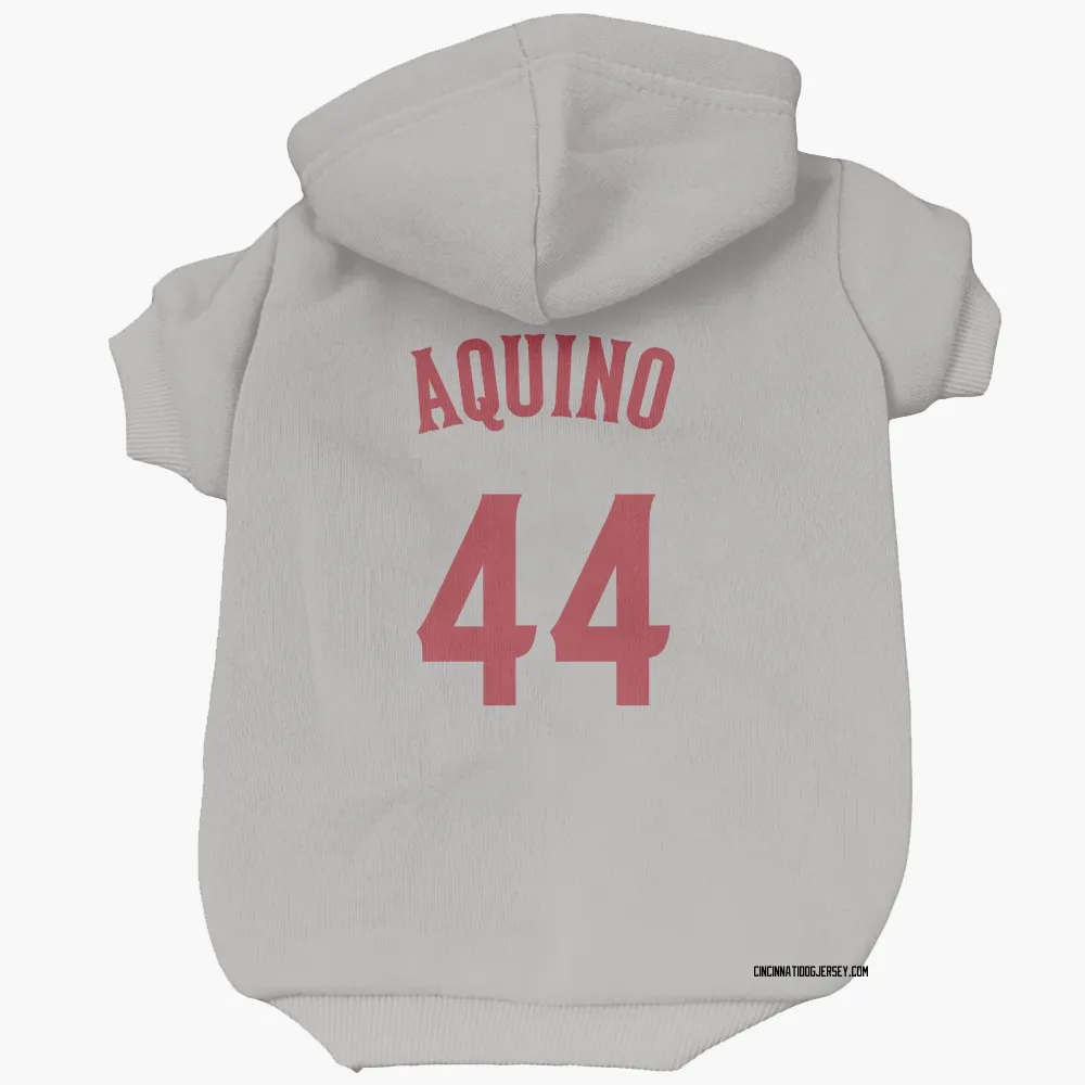 Cincinnati Reds Aristides Aquino Gray Pet Hoodie for Dog & Cat