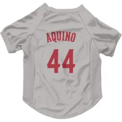 Cincinnati Reds Aristides Aquino Gray Pet Jersey for Dog & Cat