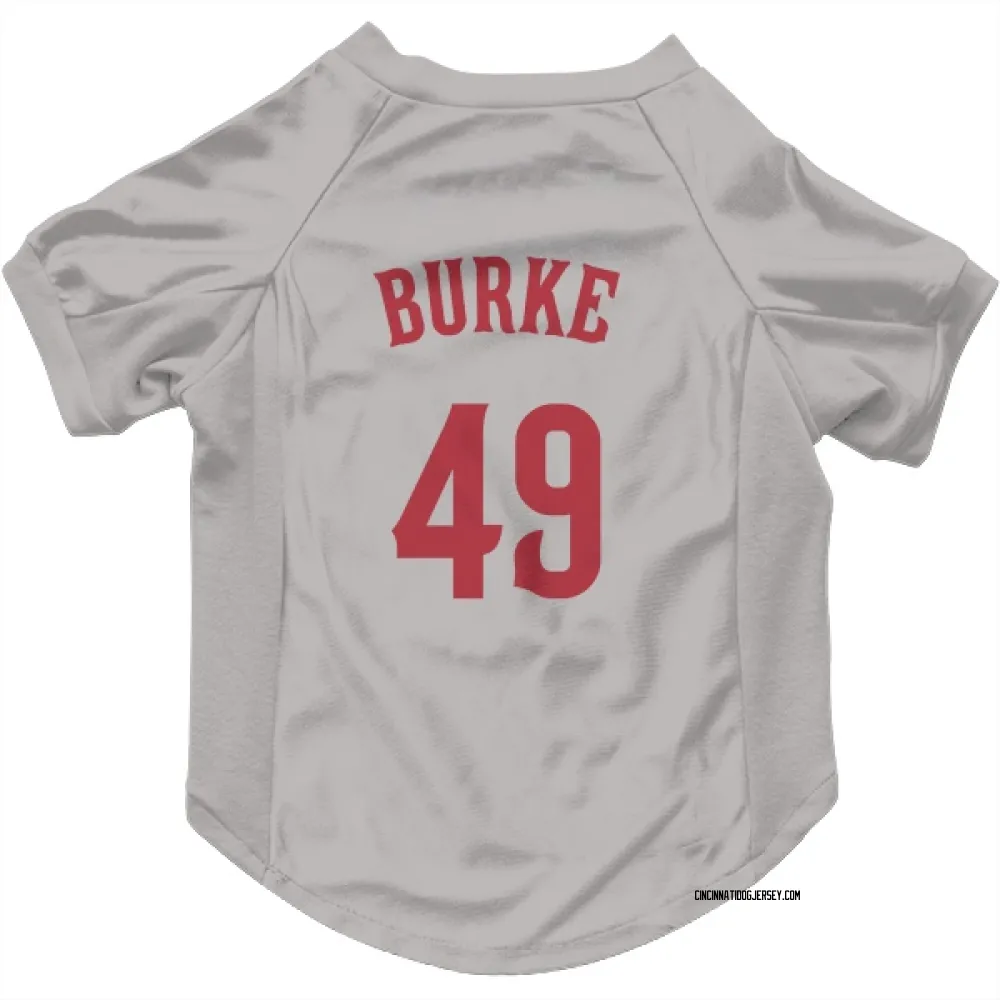 Cincinnati Reds Brock Burke Gray Pet Jersey for Dog & Cat