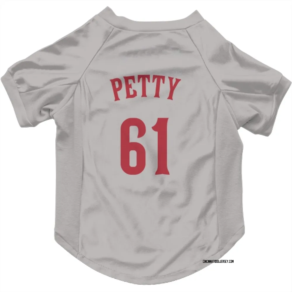 Cincinnati Reds Chase Petty Gray Pet Jersey for Dog & Cat