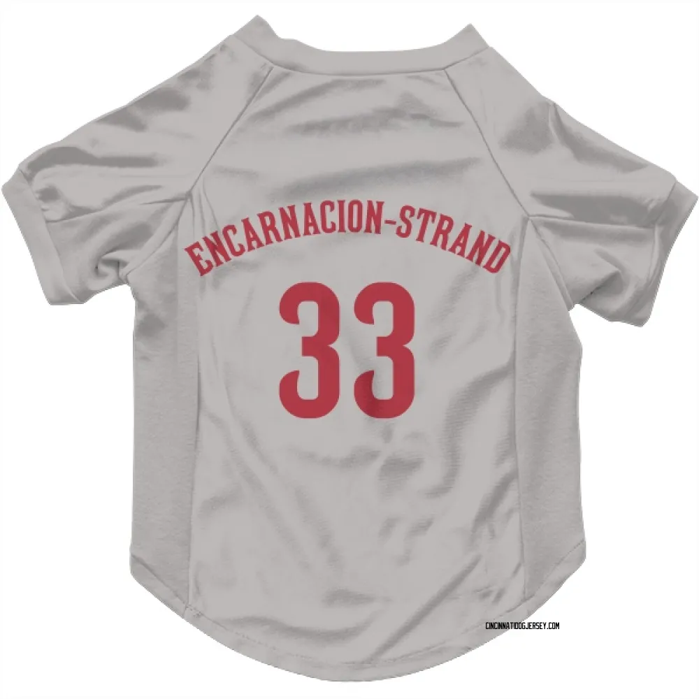 Cincinnati Reds Christian Encarnacion-Strand Gray Pet Jersey for Dog & Cat