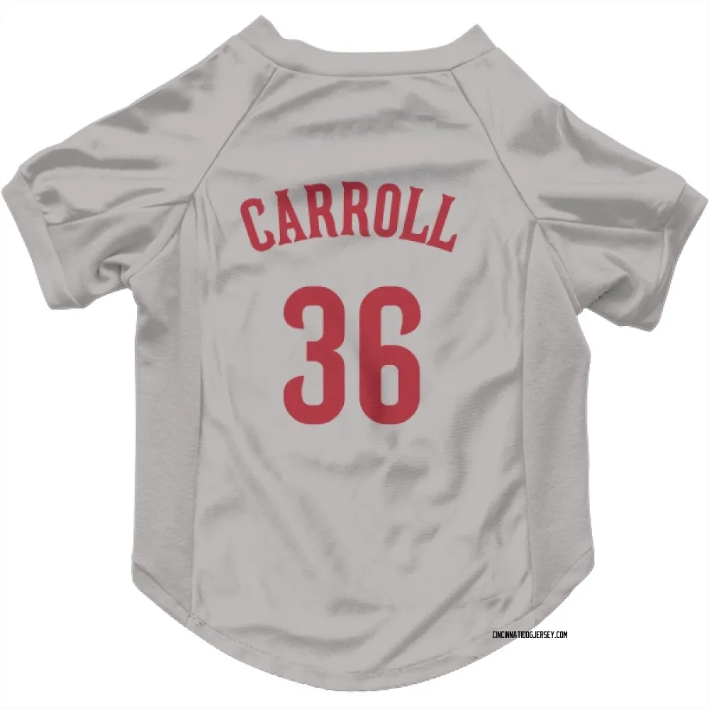 Cincinnati Reds Clay Carroll Gray Pet Jersey for Dog & Cat