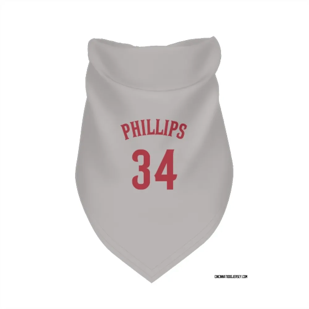 Cincinnati Reds Connor Phillips Gray Pet Bandana for Dog & Cat
