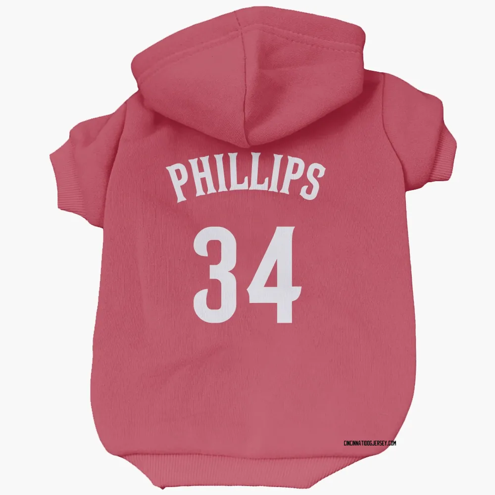 Cincinnati Reds Connor Phillips Red Pet Hoodie for Dog & Cat