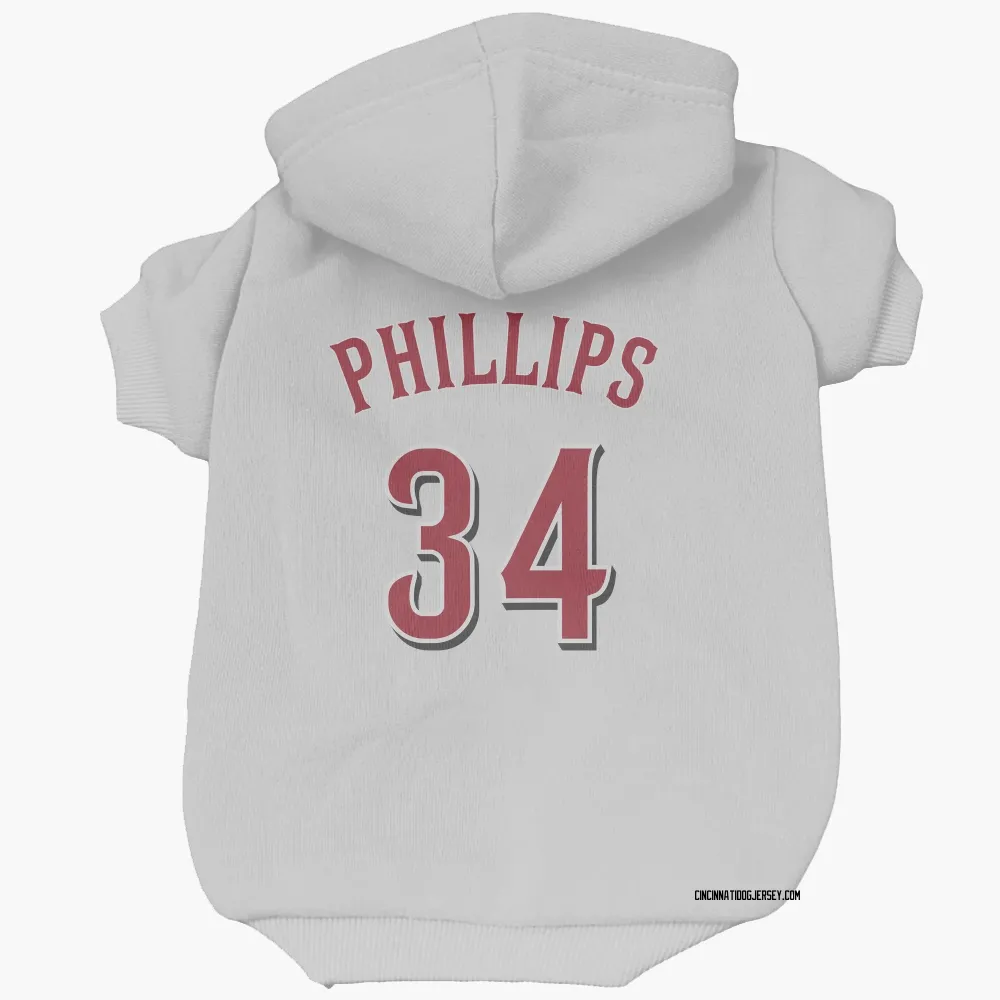 Cincinnati Reds Connor Phillips White Pet Hoodie for Dog & Cat