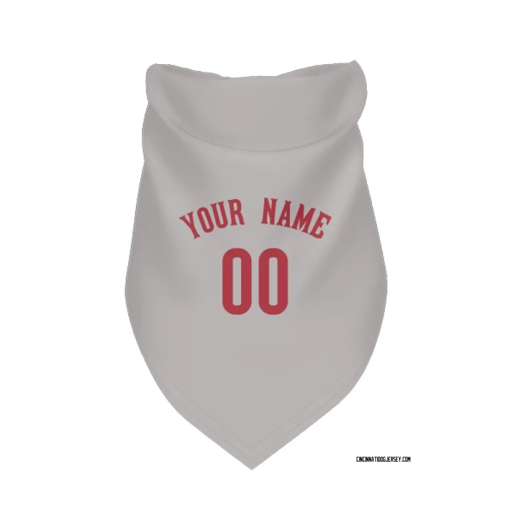 Cincinnati Reds Custom Gray Pet Bandana for Dog & Cat