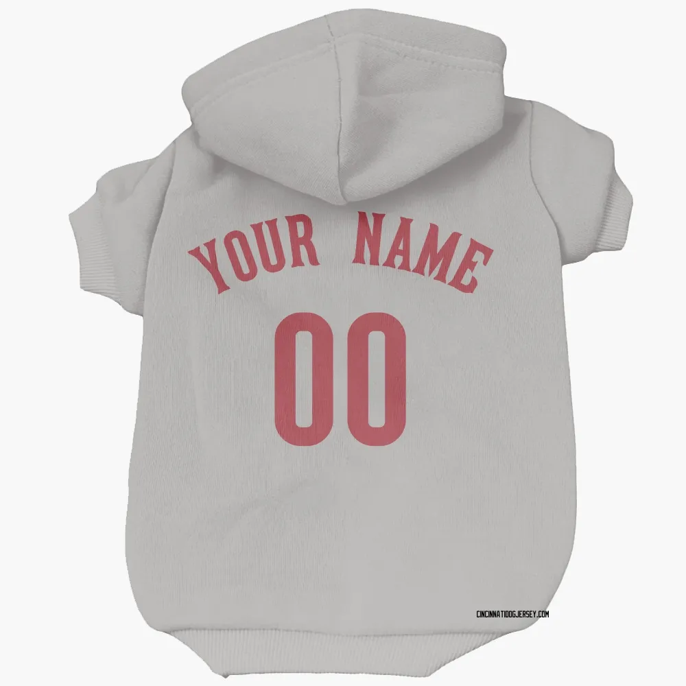 Cincinnati Reds Custom Gray Pet Hoodie for Dog & Cat