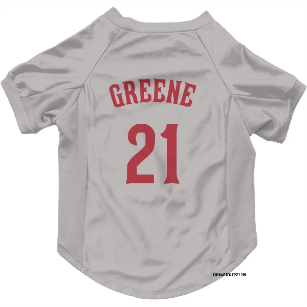 Cincinnati Reds Hunter Greene Gray Pet Jersey for Dog & Cat