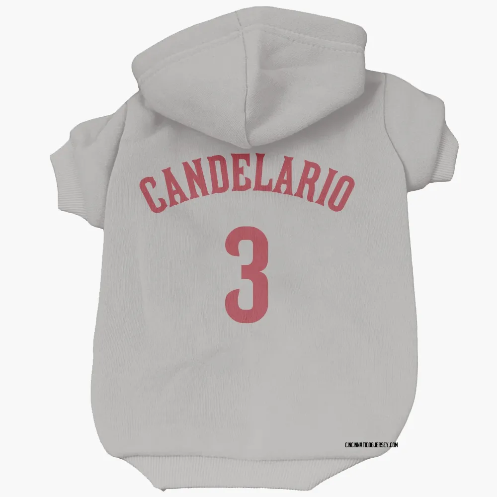 Cincinnati Reds Jeimer Candelario Gray Pet Hoodie for Dog & Cat