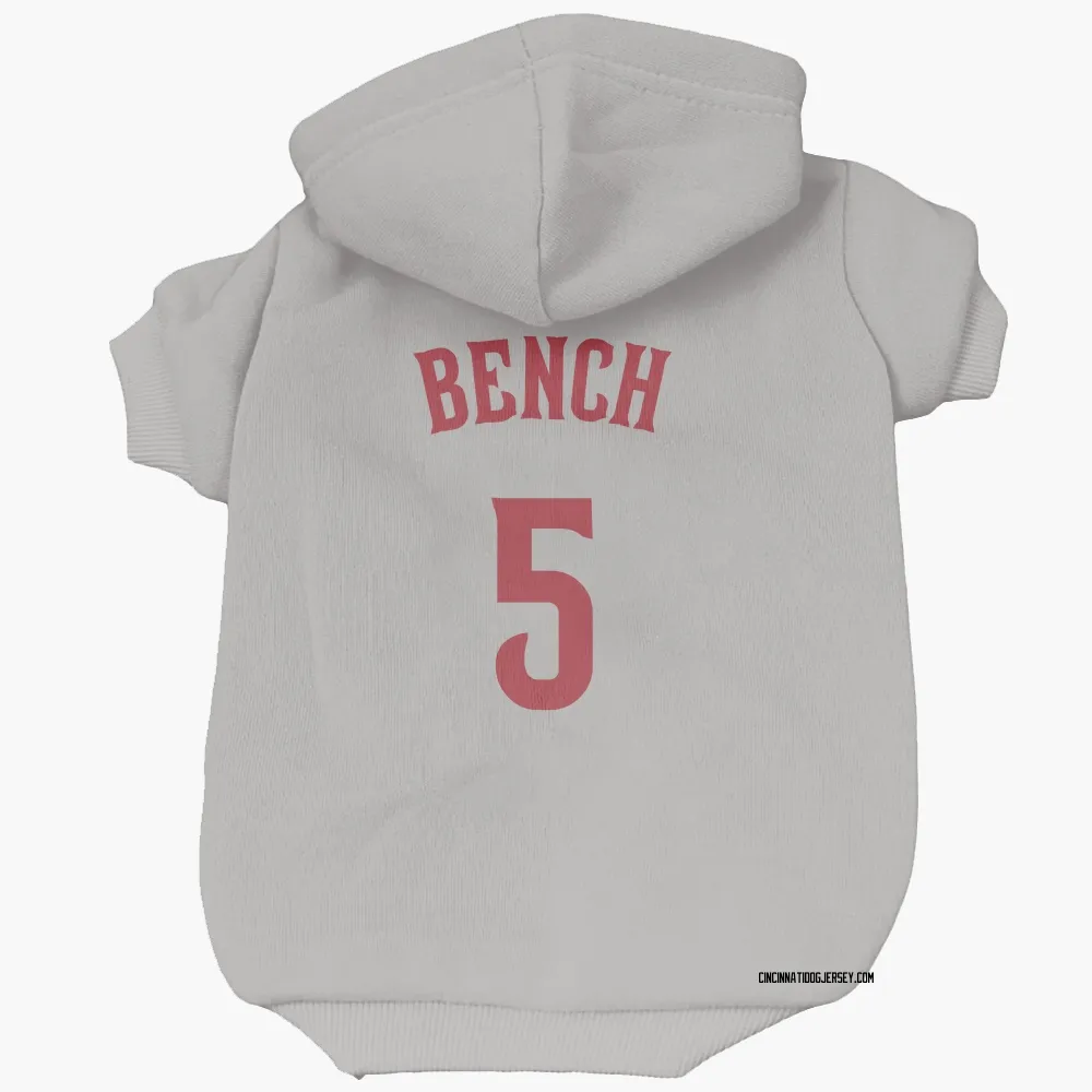 Cincinnati Reds Johnny Bench Gray Pet Hoodie for Dog & Cat