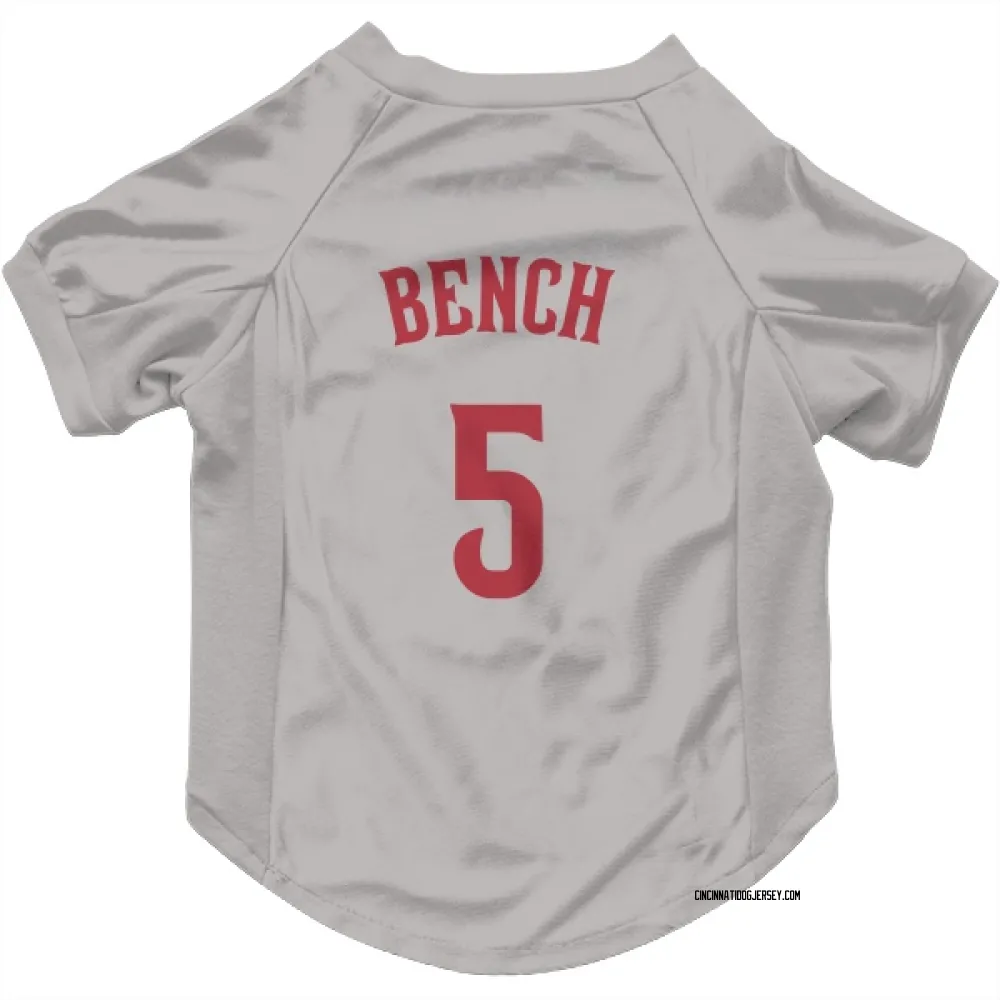 Cincinnati Reds Johnny Bench Gray Pet Jersey for Dog & Cat