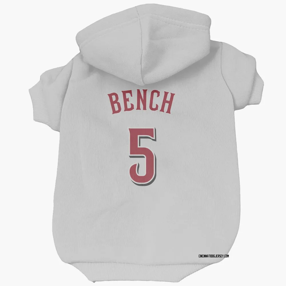 Cincinnati Reds Johnny Bench White Pet Hoodie for Dog & Cat