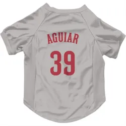 Cincinnati Reds Julian Aguiar Gray Pet Jersey for Dog & Cat