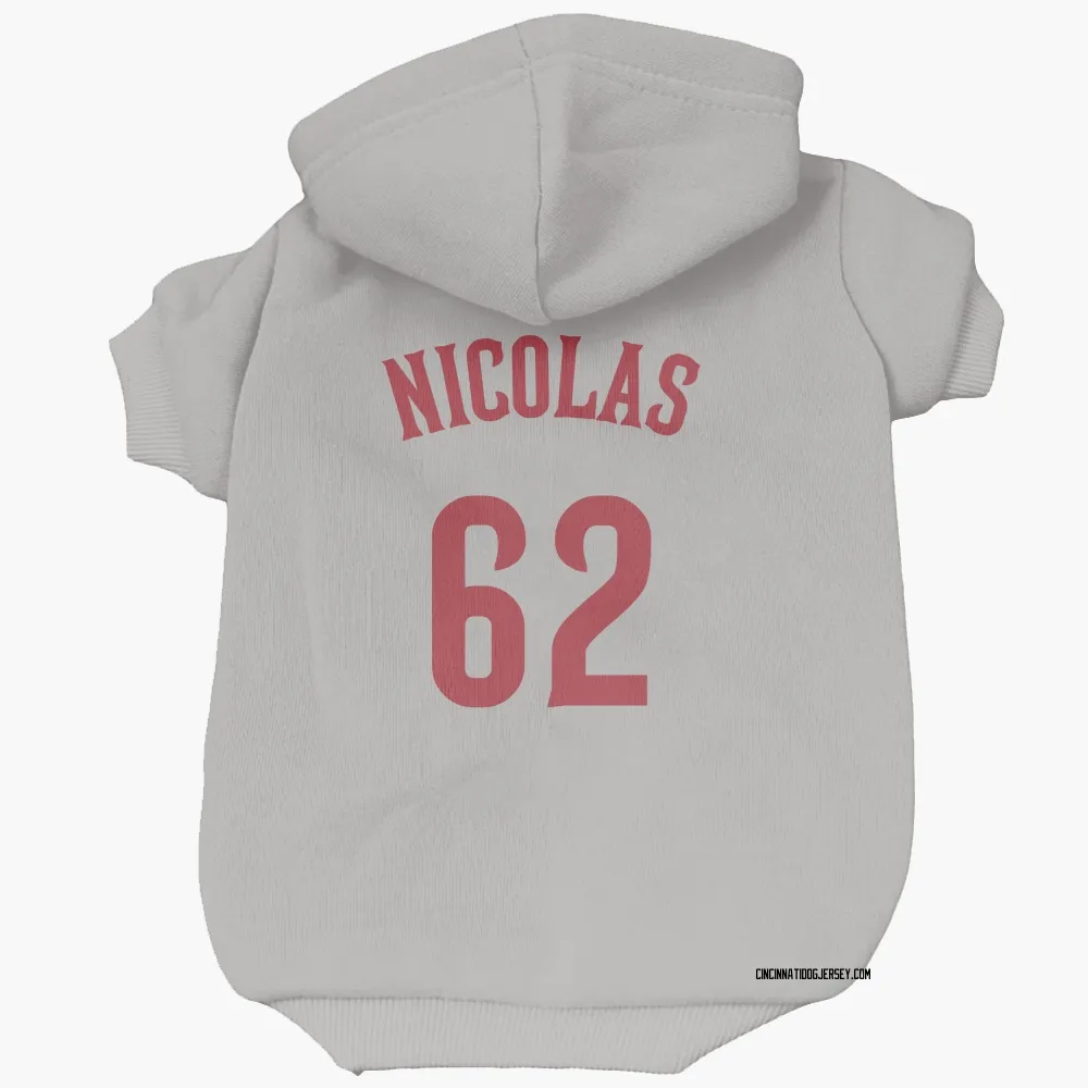 Cincinnati Reds Kyle Nicolas Gray Pet Hoodie for Dog & Cat