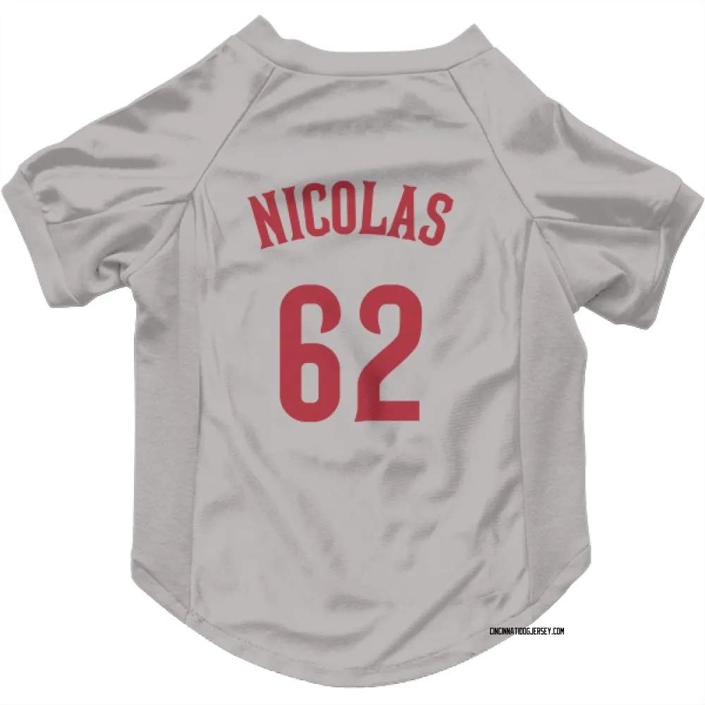 Cincinnati Reds Kyle Nicolas Gray Pet Jersey for Dog & Cat