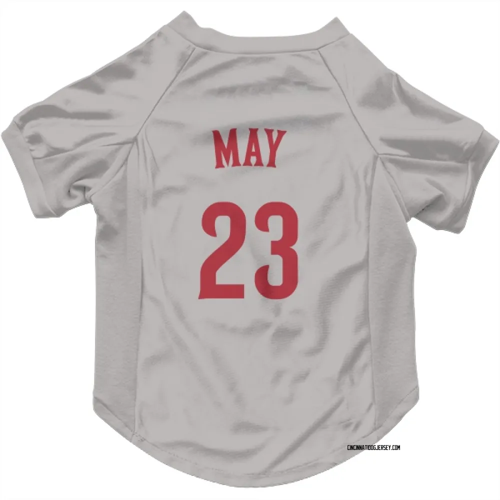Cincinnati Reds Lee May Gray Pet Jersey for Dog & Cat