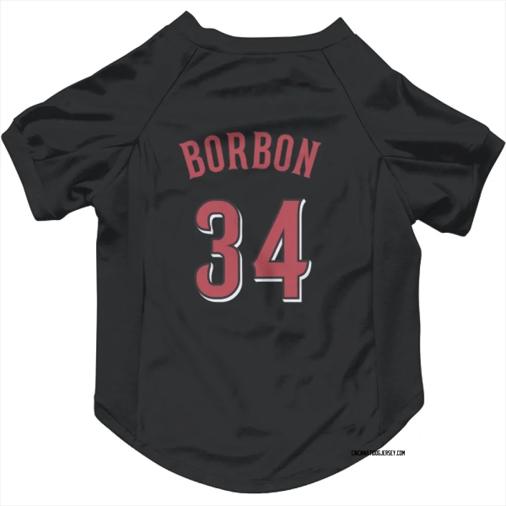 Cincinnati Reds Pedro Borbon Black Pet Jersey for Dog & Cat
