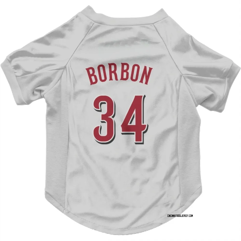 Cincinnati Reds Pedro Borbon White Pet Jersey for Dog & Cat