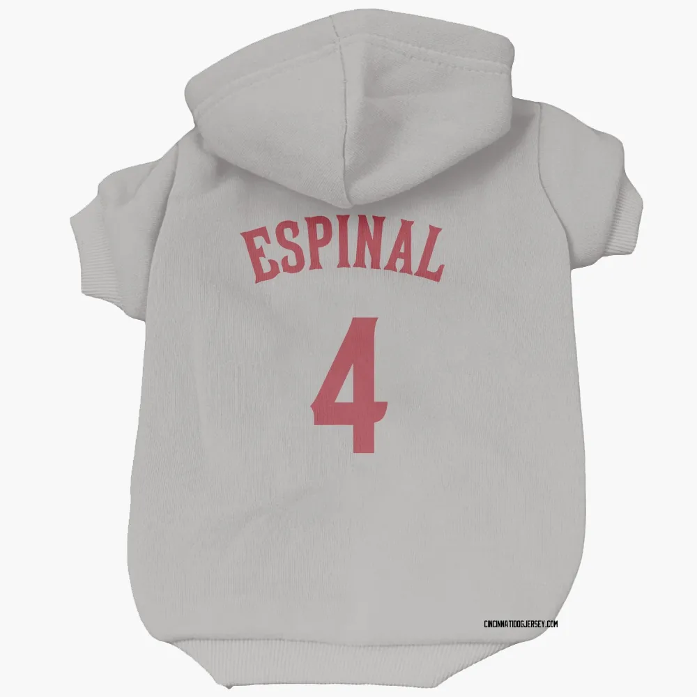 Cincinnati Reds Santiago Espinal Gray Pet Hoodie for Dog & Cat