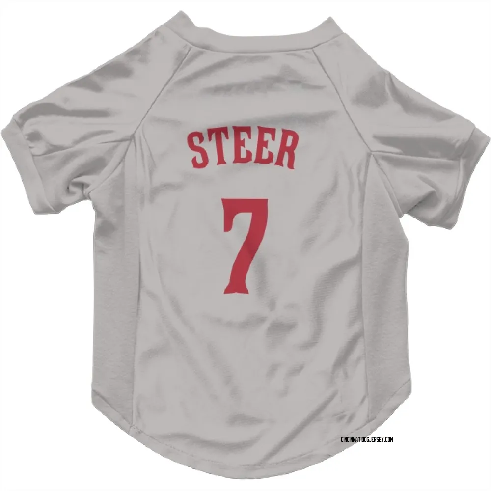 Cincinnati Reds Spencer Steer Gray Pet Jersey for Dog & Cat