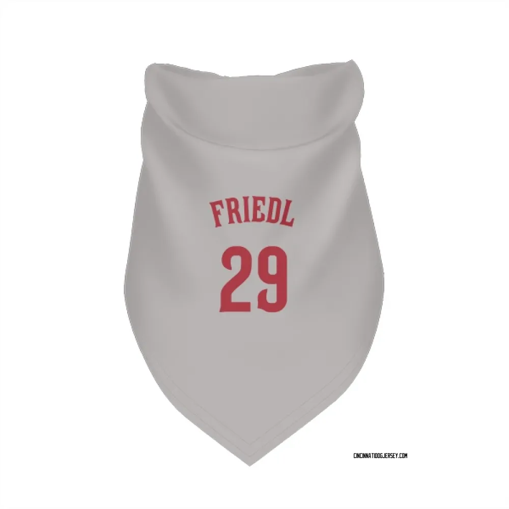 Cincinnati Reds TJ Friedl Gray Pet Bandana for Dog & Cat