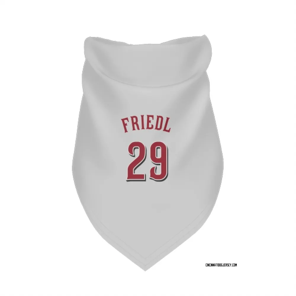 Cincinnati Reds TJ Friedl White Pet Bandana for Dog & Cat