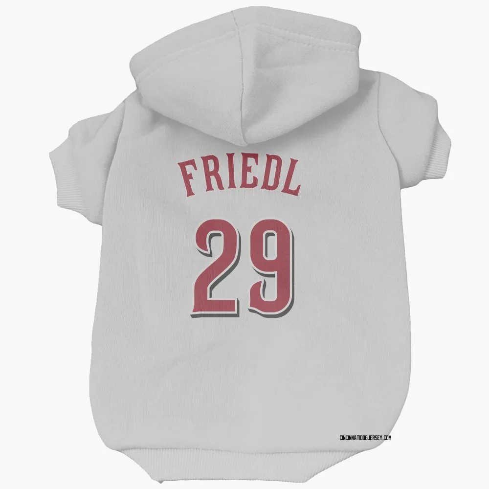 Cincinnati Reds TJ Friedl White Pet Hoodie for Dog & Cat