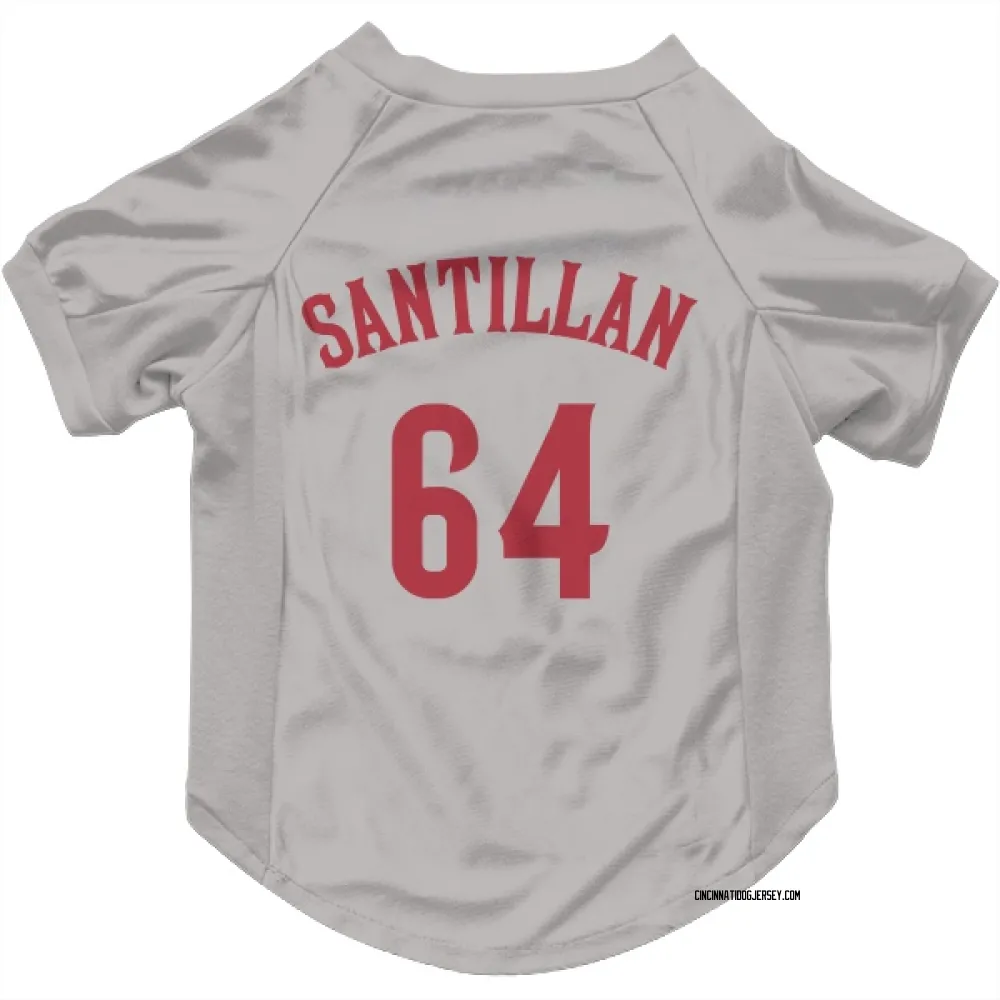 Cincinnati Reds Tony Santillan Gray Pet Jersey for Dog & Cat