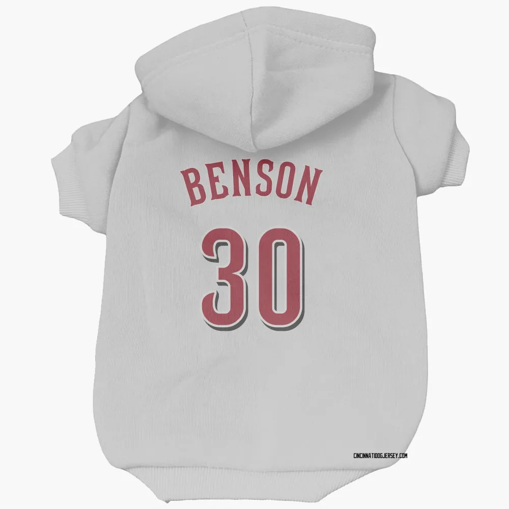Cincinnati Reds Will Benson White Pet Hoodie for Dog & Cat