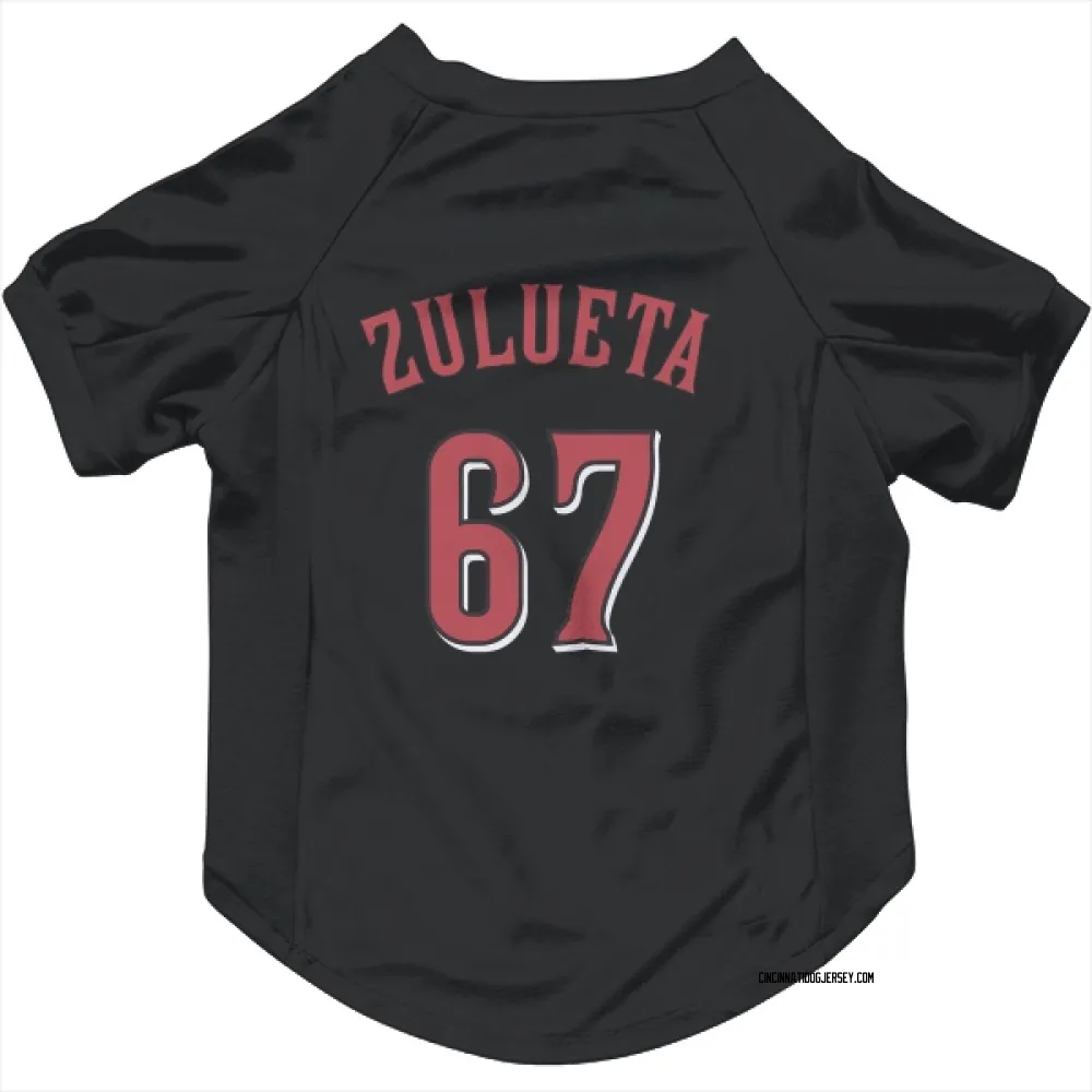 Cincinnati Reds Yosver Zulueta Black Pet Jersey for Dog & Cat
