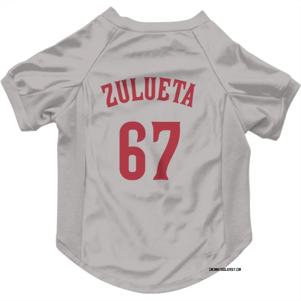 Cincinnati Reds Yosver Zulueta Gray Pet Jersey for Dog & Cat
